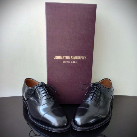 Johnston & Murphy Men\'s Classics Melton Cap Toe in Black European Leather main image 12